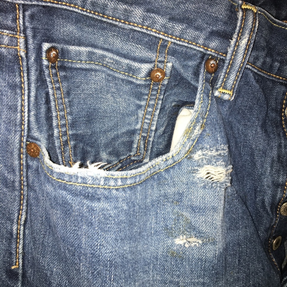 Levi’s 501 CT Handmade Distressed DarkWash Jeans Sz: 32 - Picture 4 of 10